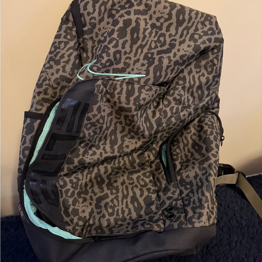 Nike Leopard Print Backpack with Mint Details - image 1
